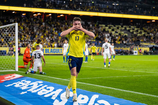 Viktor Gyökeres of Sweden celebrates