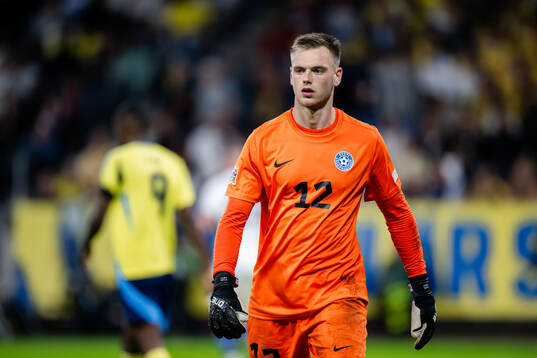 Goalkeeper Karl Andre Vallner of Estonia