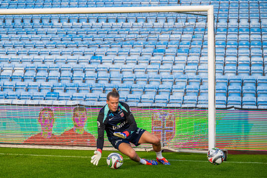 Goalkeeper Ørjan Håskjold Nyland of the Norwegian