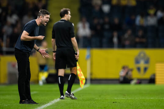 Head coach Jurgen Henn of Estonia reacts