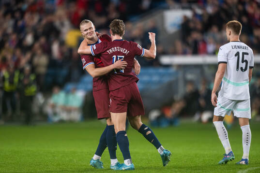 Erling Braut Haaland of Norway celebrates with Kristian