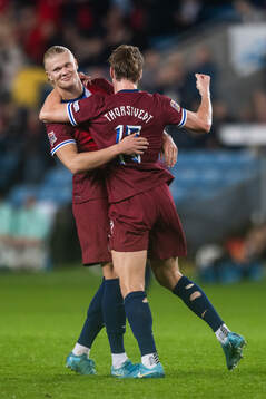 Erling Braut Haaland of Norway celebrates with Kristian