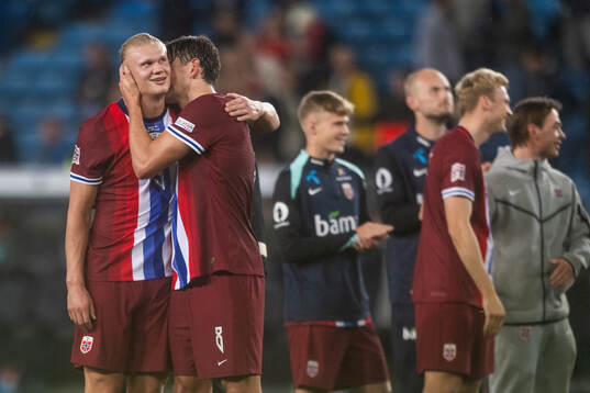 Erling Braut Haaland and Sander Berge of Norway celebrate