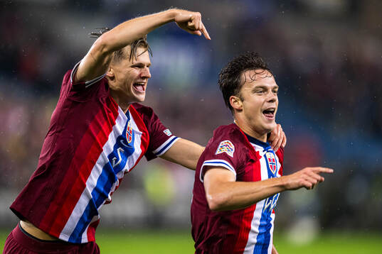 Felix Horn Myhre of Norway celebrates