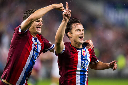 Felix Horn Myhre of Norway celebrates