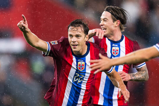 Felix Horn Myhre of Norway celebrates