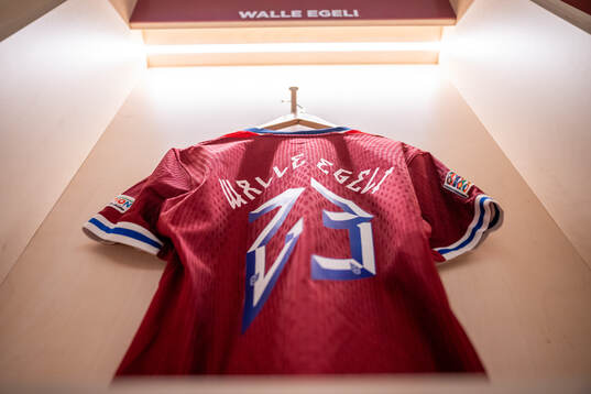 The kit of Sindre Walle Egeli of Norway in the dressing room