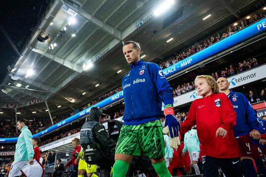 Goalkeeper Ørjan Håskjold Nyland of Norway enters the