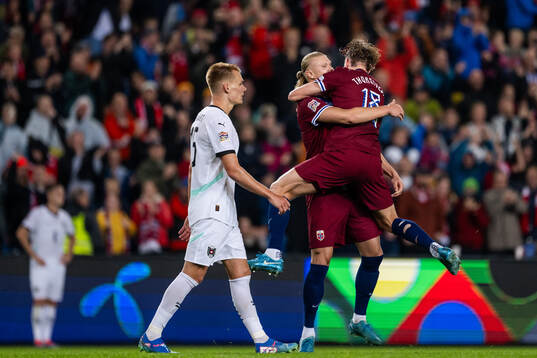 Erling Braut Haaland of Norway celebrates with Kristian