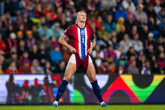 Erling Braut Haaland of Norway wait for the VAR goal check