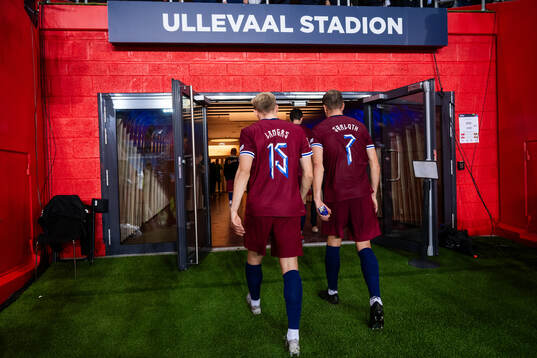 Sondre Langås and Alexander Sørloth of Norway