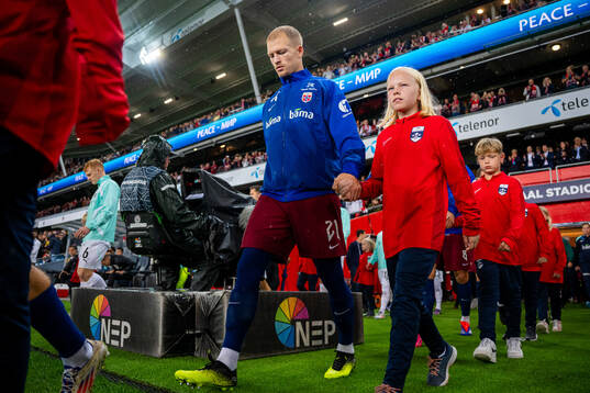 Andreas Hanche-Olsen of Norway enters the pitch