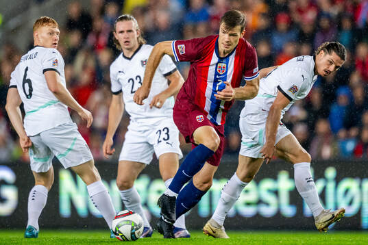 Alexander Sørloth of Norway in action against Nicolas