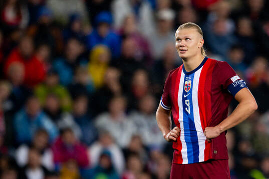 Erling Braut Haaland of Norway waits for the VAR goal check