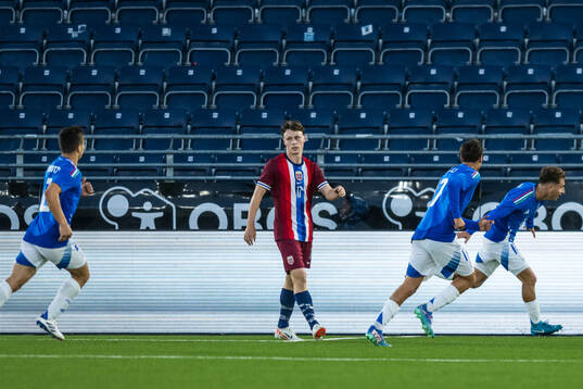 Mattia Zanotti and Wilfried Gnonto of Italy celebrate the