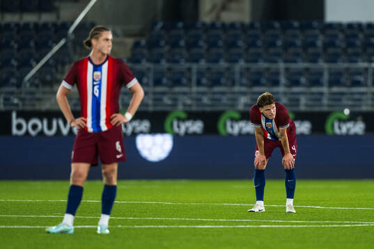 Leo Fuhr Hjelde of Norway looks dejected