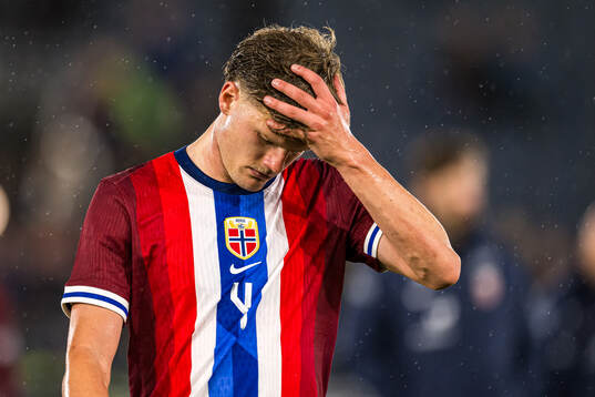 Leo Fuhr Hjelde of Norway looks dejected
