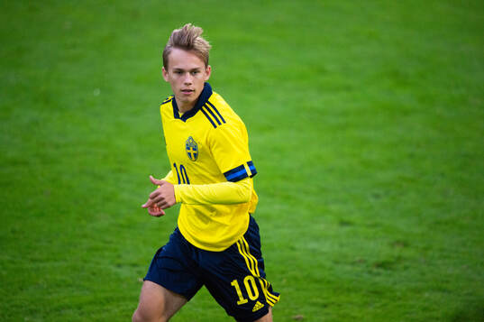 Sveriges Pontus Dahbo i U20 landskampen mellan Sverige och