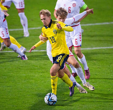 Sveriges Pontus Dahbo och Danmarks Mads Bomhult  i U20