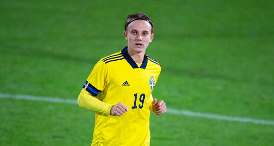 Sveriges Linus Carlstrand i U20 landskampen mellan Sverige