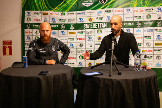 Landskronas tränare Max Mölder och Östers tränare