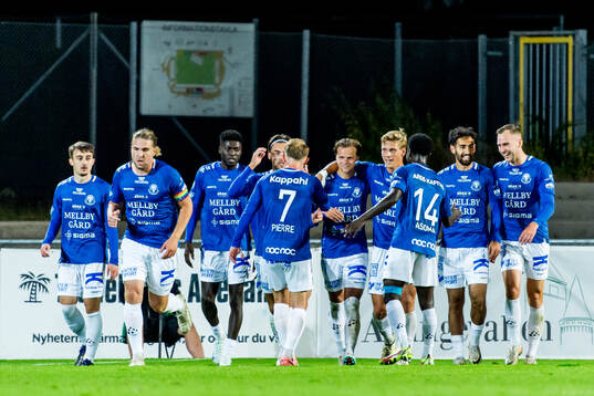 Trelleborgs Fredrik Martinsson jublar med lagkamrater