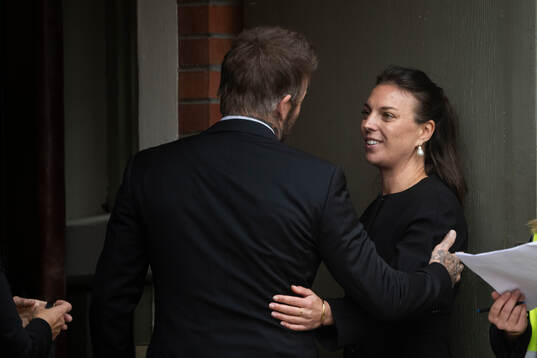 Former England player David Beckham with daughter of