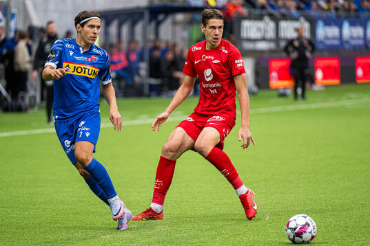Eman Markovic of Sandefjord and Eivind Helland of Brann