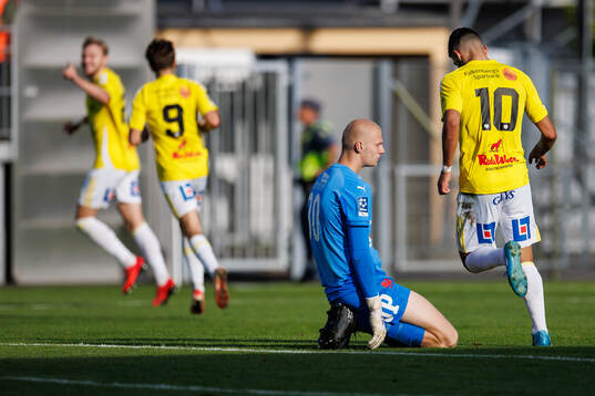 Jönköpings Södras målvakt Alexander Eriksson deppar
