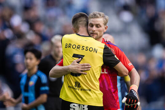 Mjällbys Arvid Brorsson och Djurgården målvakt Jacob