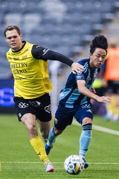 Mjällbys Jacob Bergström och Djurgården Keita Kosugi
