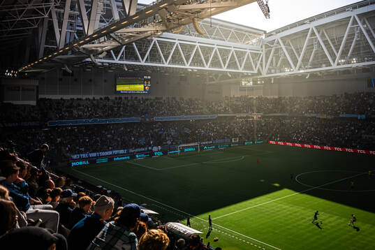 Vy över fotbollsmatchen i Allsvenskan mellan Djurgården