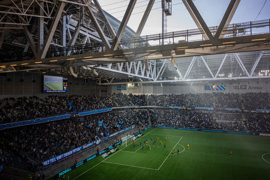 Vy över fotbollsmatchen i Allsvenskan mellan Djurgården