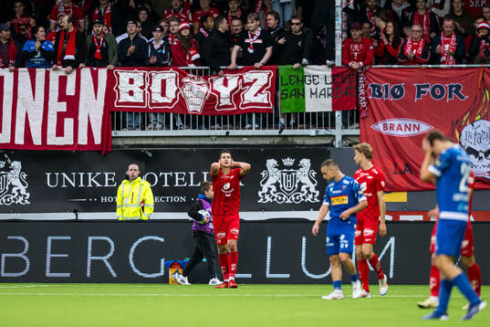 Eivind Helland of Brann looks dejected