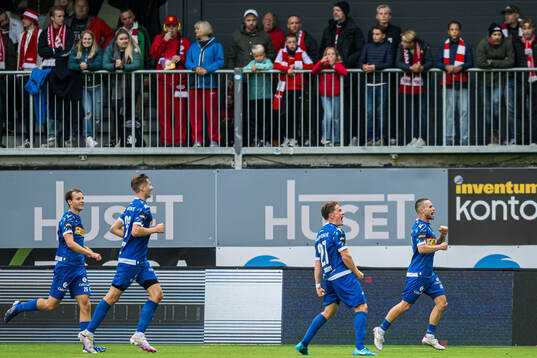 Loris Mettler of Sandefjord celebrates
