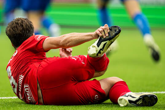 Felix Horn Myhre of Brann with an injury