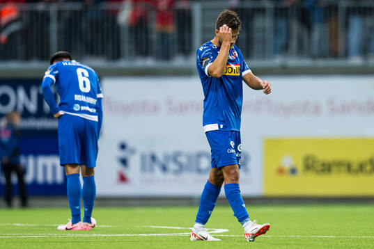 Stian Kristiansen of Sandefjord looks dejected