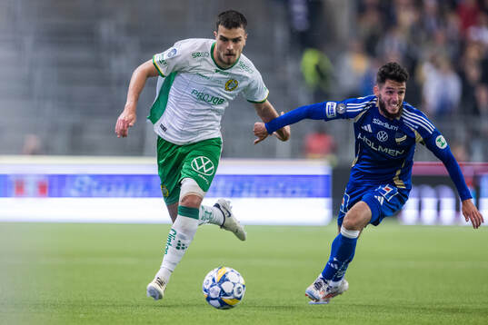 Hammarbys Pavle Vagic och IFK Norrköpings Laorent Shabani