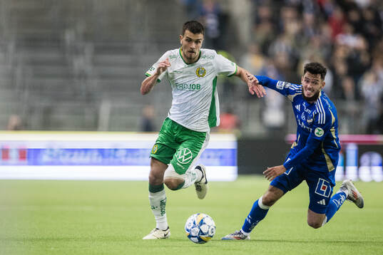 Hammarbys Pavle Vagic och IFK Norrköpings Laorent Shabani