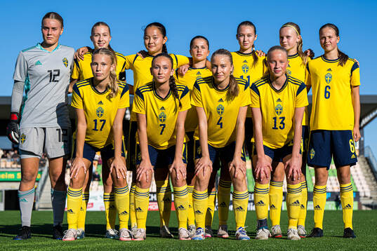 The starting eleven of Sweden, from the top left; Hillevie
