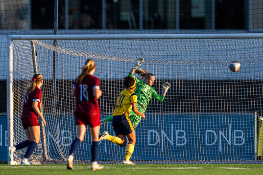 Cornelia Ljungberg of Sweden scores the 2-2 goal behind