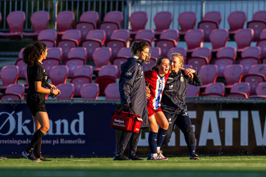 Erle Ødegaard Jonsson of Norway with an injury