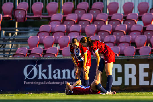 Erle Ødegaard Jonsson of Norway with an injury
