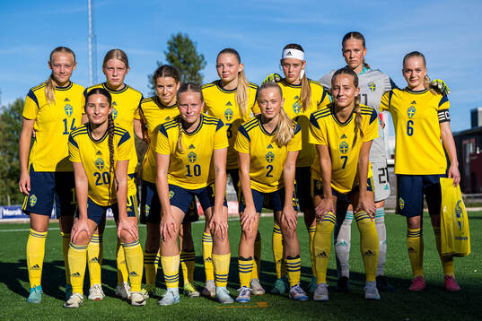 The starting eleven of Sweden, from the top left; Filippa