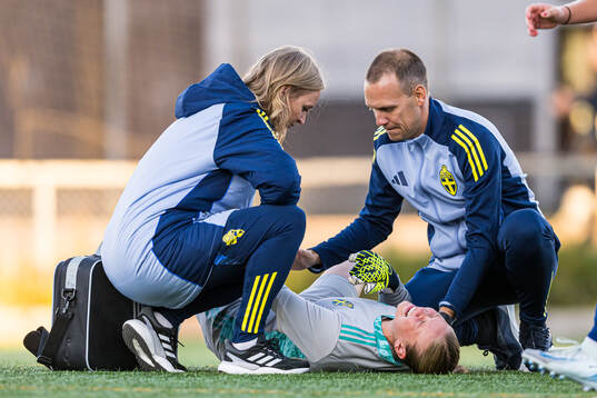 Hanna Karlsson of Sweden with an injury