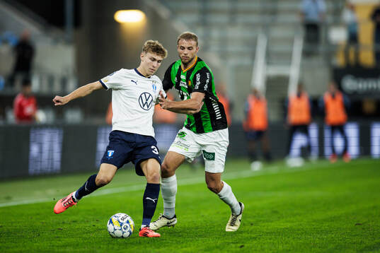 Malmö FFs Hugo Bolin och GAISs Gustav Lundgren