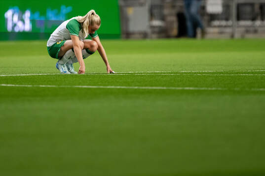 Emilie Joramo of Hammarby looks dejected