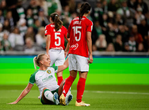 Cathinka Tandberg  of Hammarby reacts