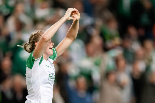 Julie Blakstad of Hammarby celebrates the 1-0 goal
