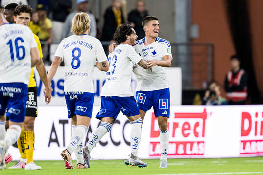 IFK Norrköpings Carl Björk jublar med David Moberg